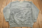 Vintage 1990s Embroidered Wolf All Over Print Crewneck Sweatshirt