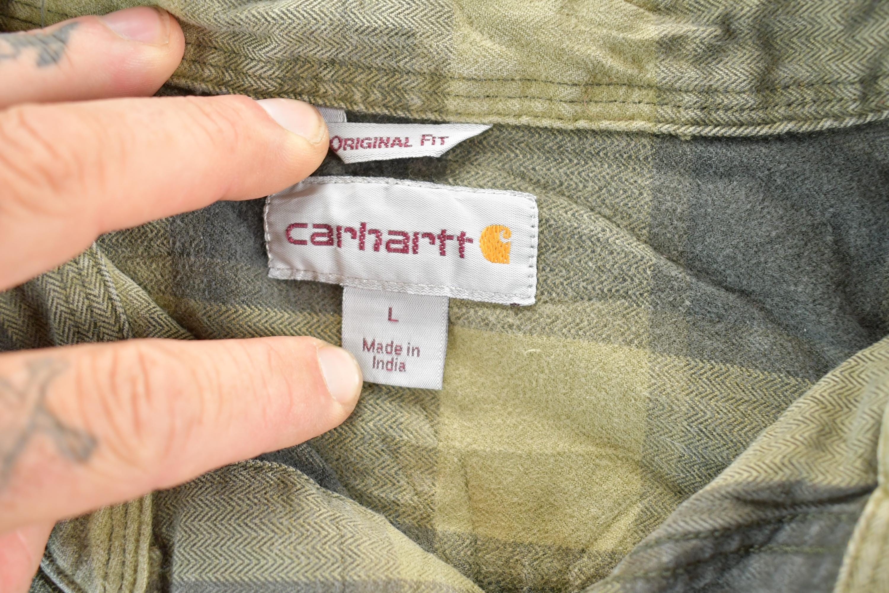 Vintage Y2K Carhartt Plaid Button Up Shirt Mens L