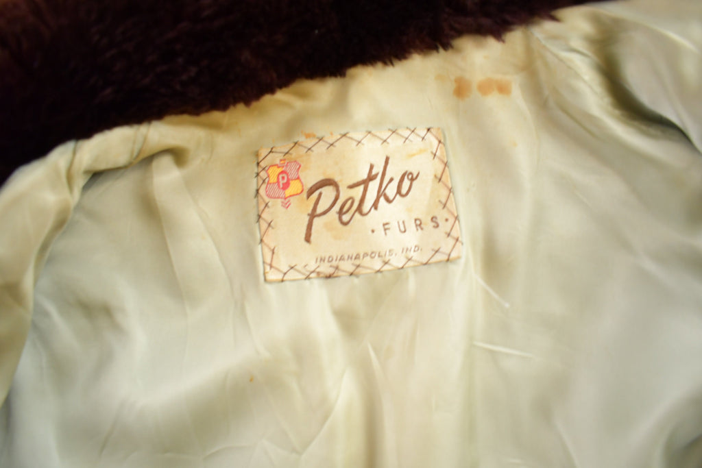 Vintage 1960s Mouton Fur Coat Adult S-M