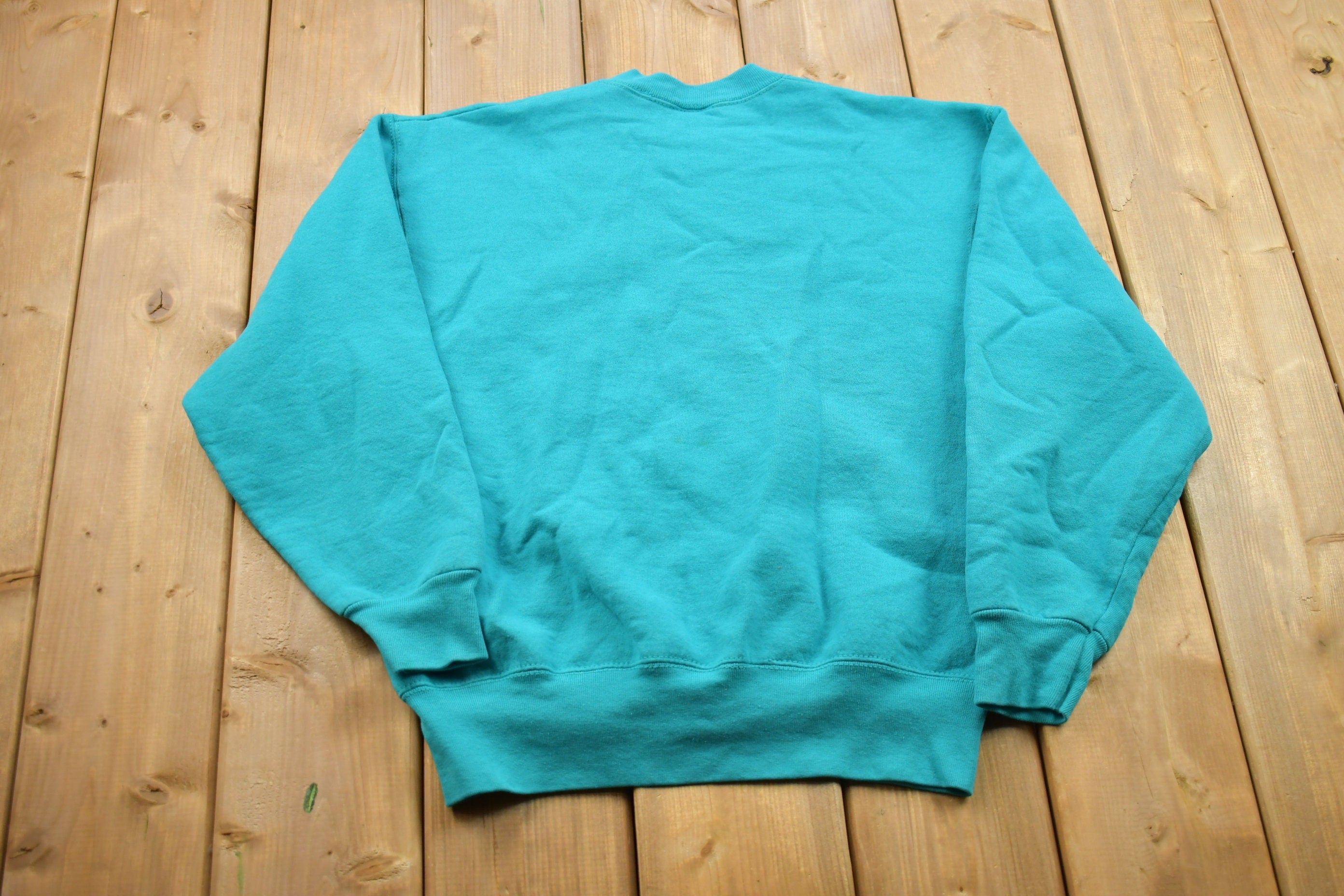 Vintage 1990s Turquoise Floral Theme Crewneck Sweater