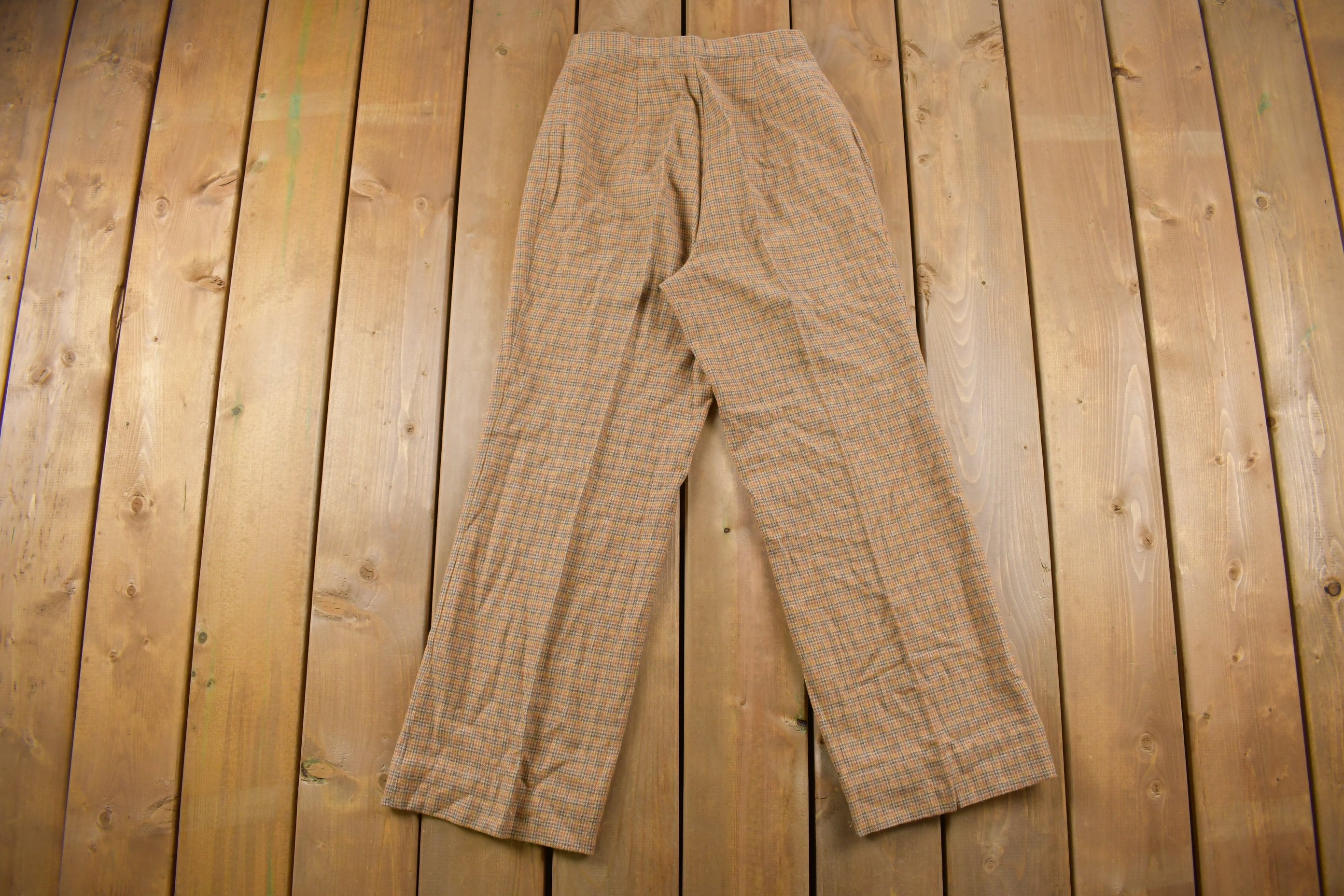 Vintage 1980s Chequers Made in USA Wool Plaid Pants