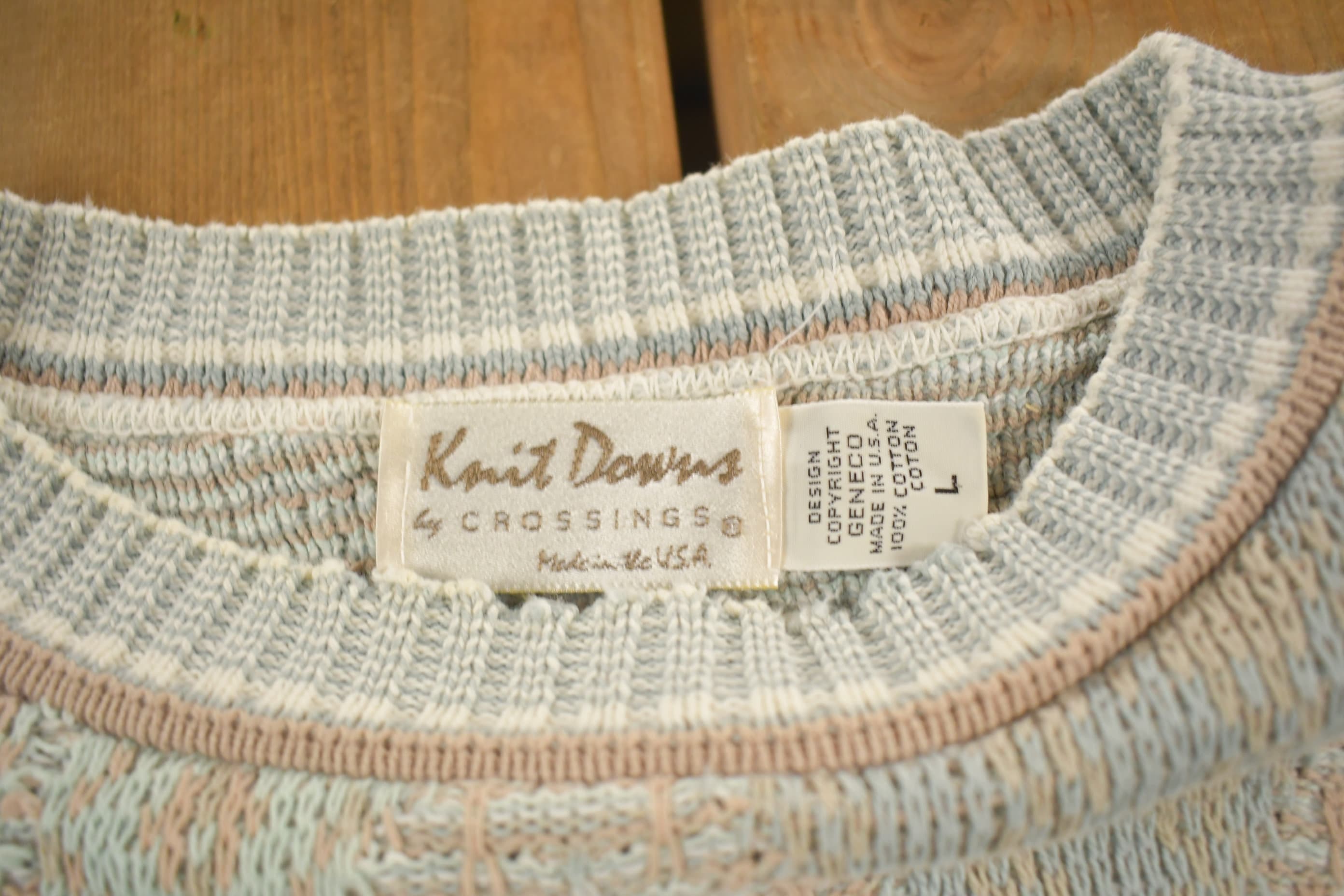 Vintage 1990s Crossings Knitted Grey Crewneck Sweater