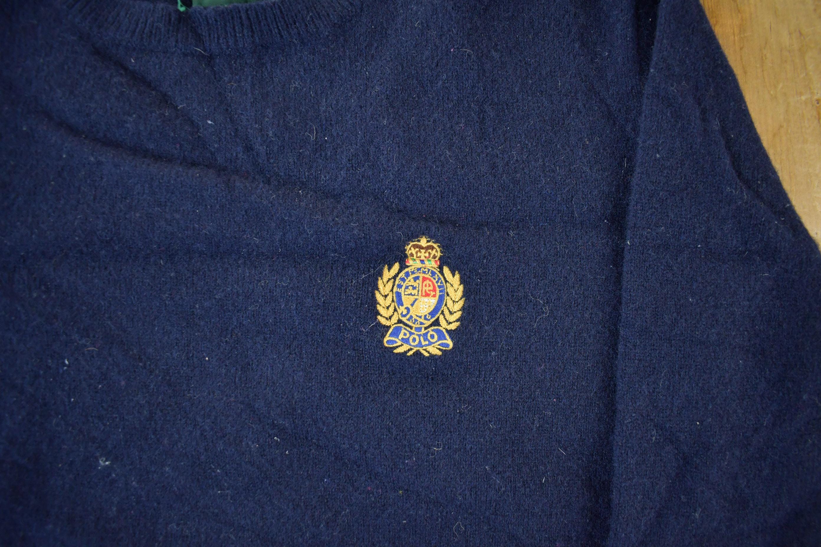 Vintage 1990s Polo By Ralph Lauren Lambswool Knit V Neck Sweater Youth XL