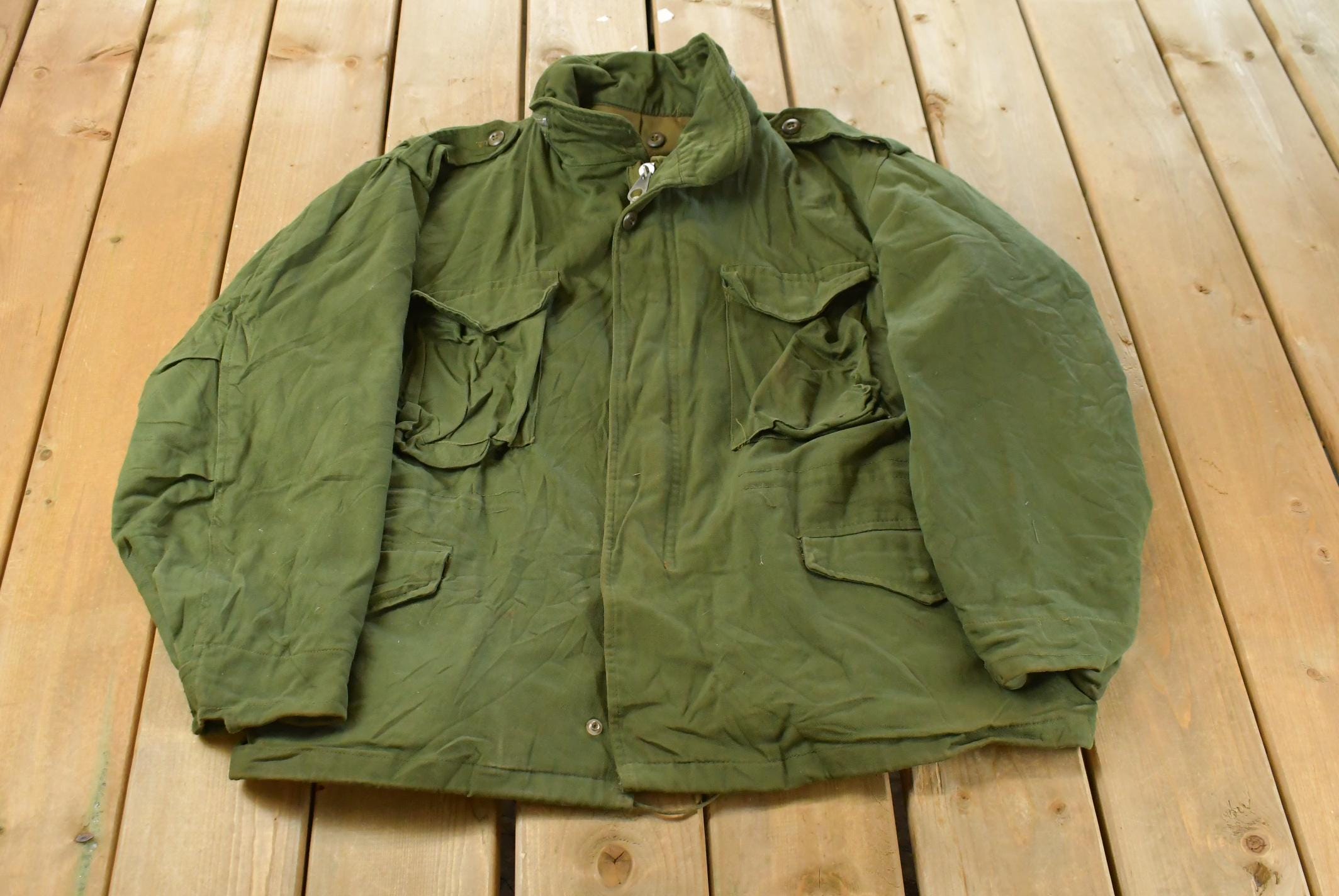 Vintage 1980s M-65 Military Cold Weather Field Coat Men's Large