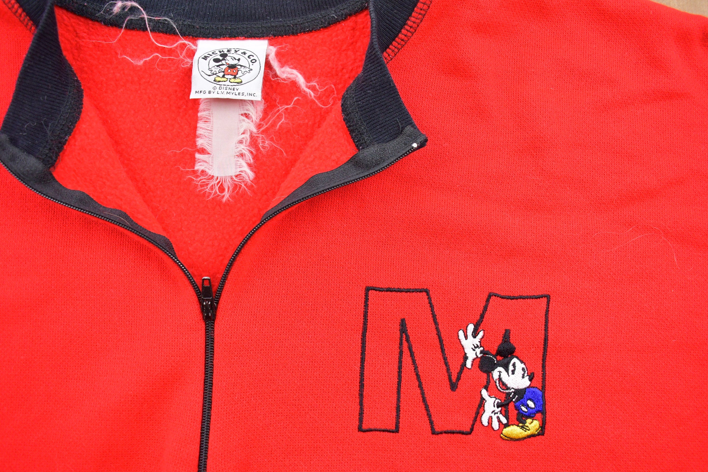 Vintage 1990s Disney Mickey Mouse Long Sleeve Quarter Zip Shirt  90s Crewneck  Made In USA  Essential  Streetwear  90s Mickey Mouse