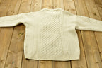 Vintage 1990s Aran Crafts 100% Merino Wool 3D Cable Knit Sweater