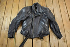 Vintage 1990s Teknic Heavy Padded Leather Biker Motorcycle Jacket