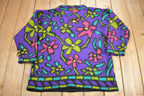 Vintage 1990s Variations Floral Knit Mock Neck Sweater