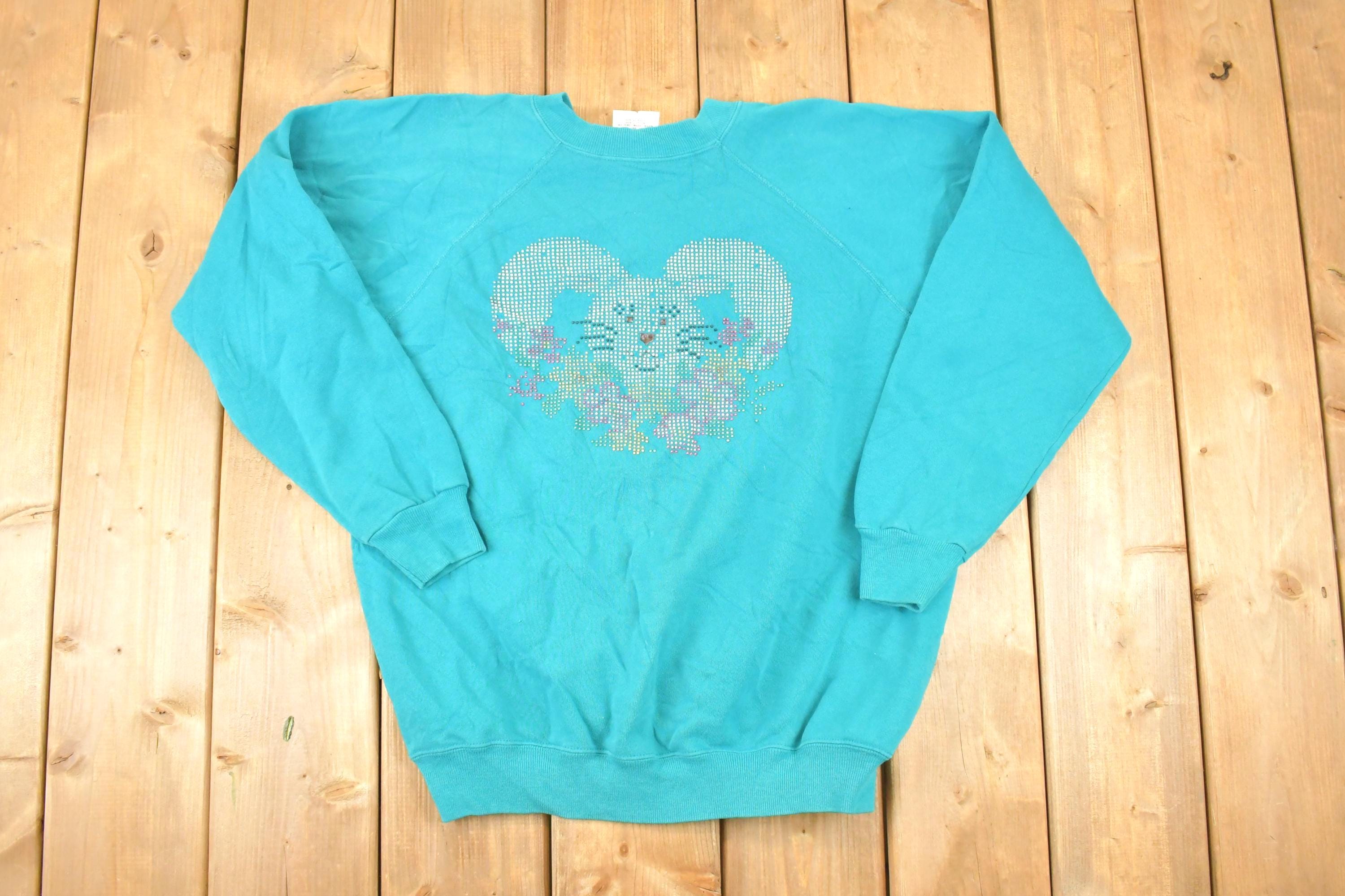 Vintage 1990s Hanes Her Way Cute Bunny Graphic Print Crewneck Sweatshirt Women's XL