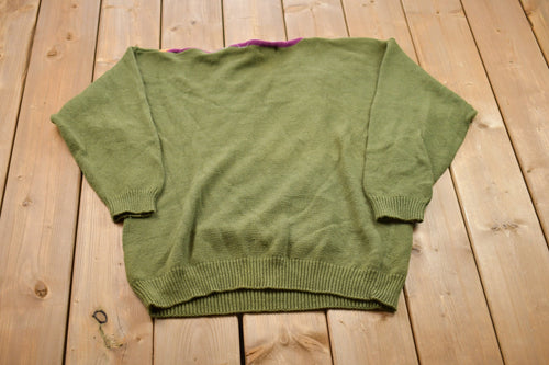 Vintage 1990s Knitted Pattern Crewneck Sweater / Vintage 90s Crewneck / All Over Pattern / Colorful / Sweatshirt / Abstract Pattern
