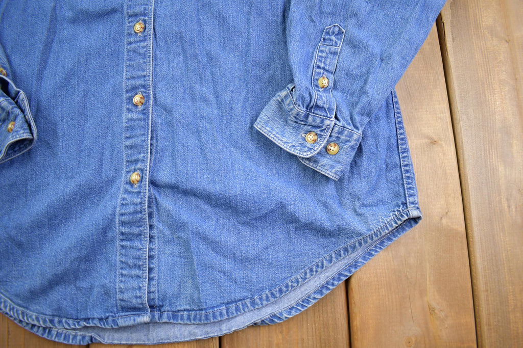 Vintage 1990s Eddie Bauer Denim Button Up Shirt - Large