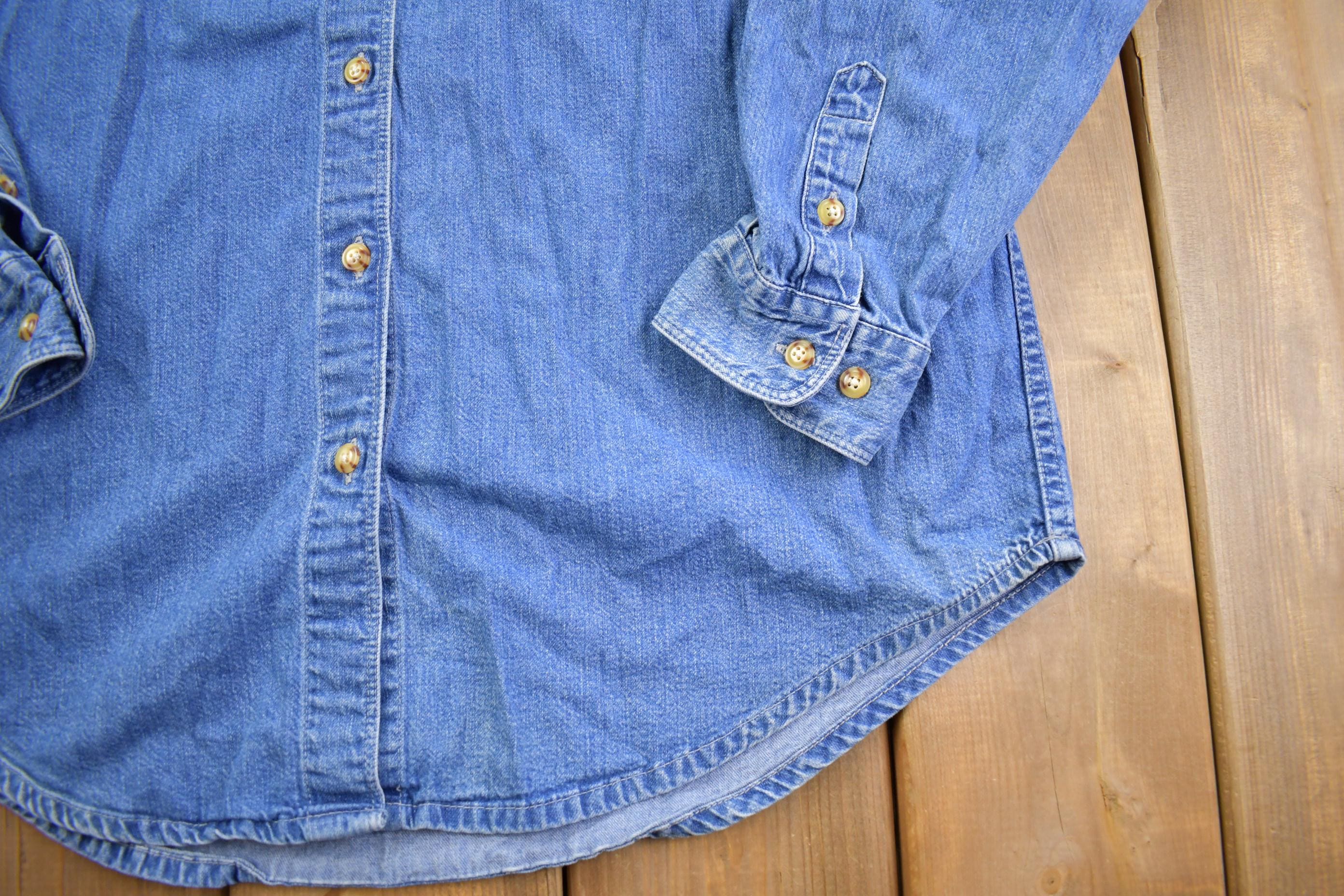 Vintage 1990s Eddie Bauer Denim Button Up Shirt - Large