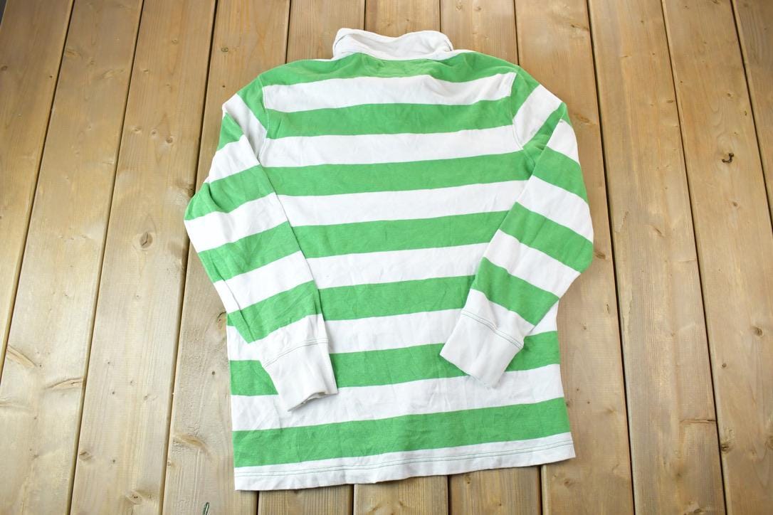 Vintage 1990s Polo By Ralph Lauren Rugby Style Striped Button Up Shirt