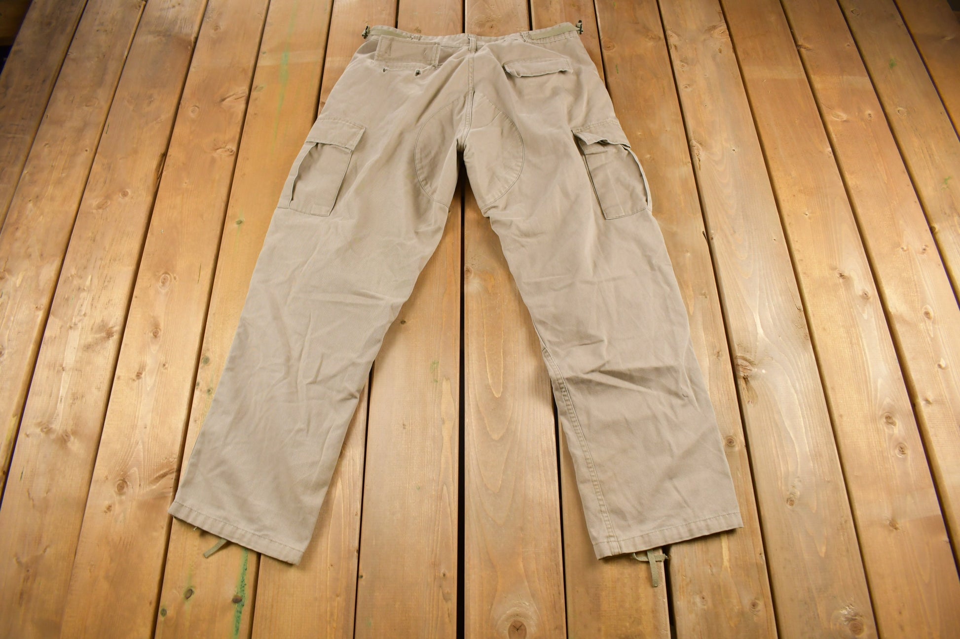 Vintage 1990s Military Style Beige Cargo Pants Size 36 x 30