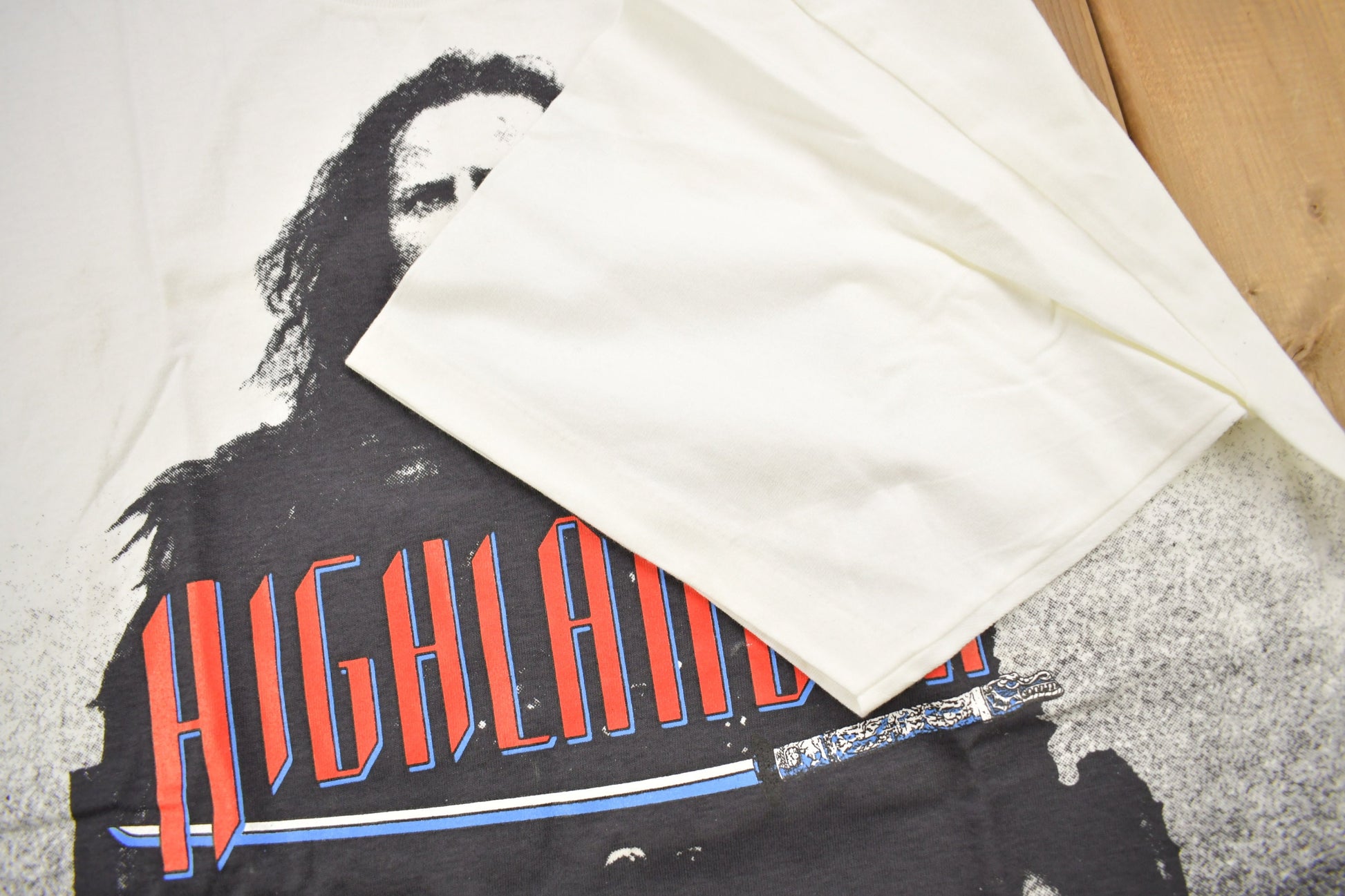 Vintage 1990s Highlander All Over Print Movie Promo T-shirt