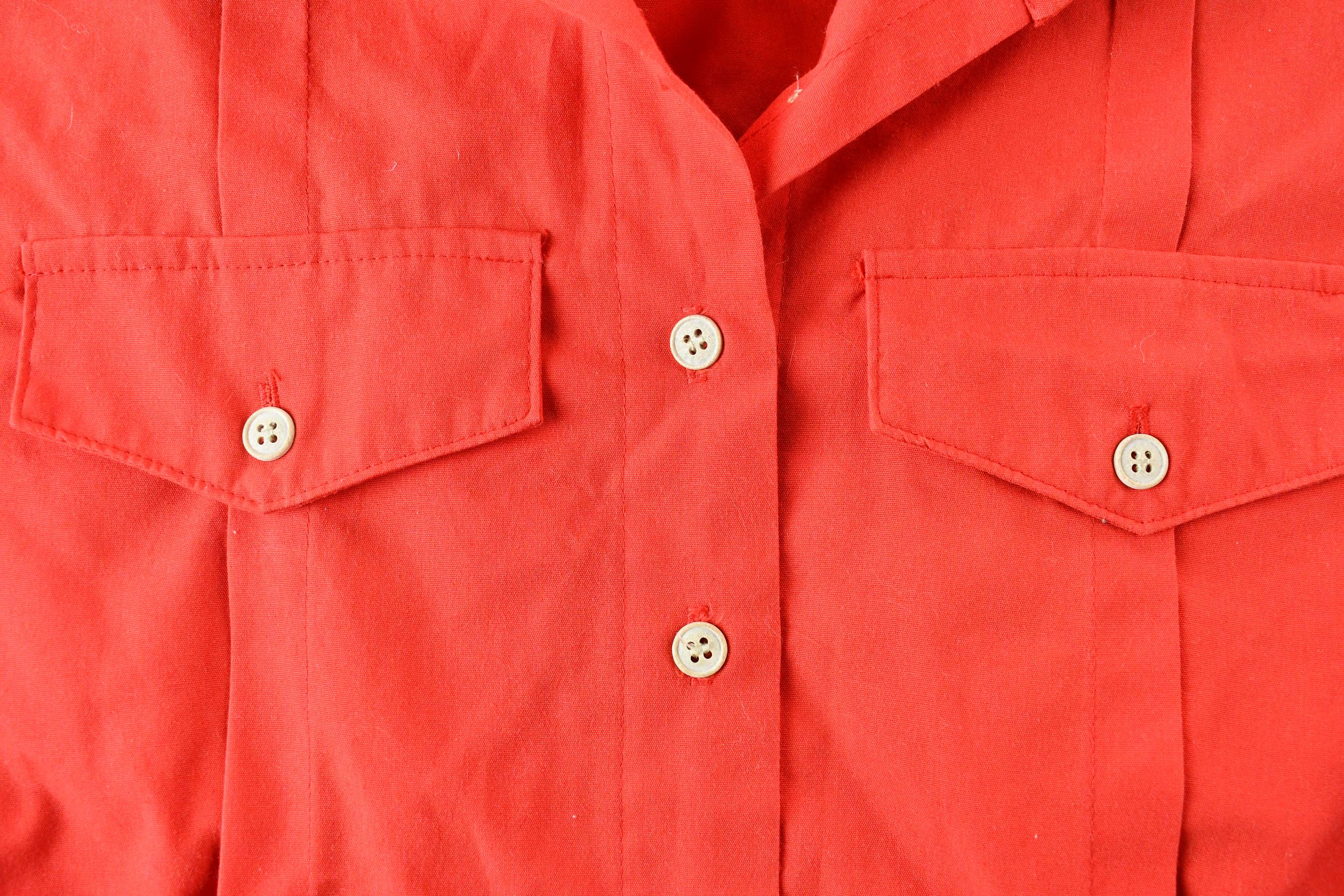 Vintage 1960s Neiman Marcus Women's Pleated Short Sleeve Blank Button Up Shirt