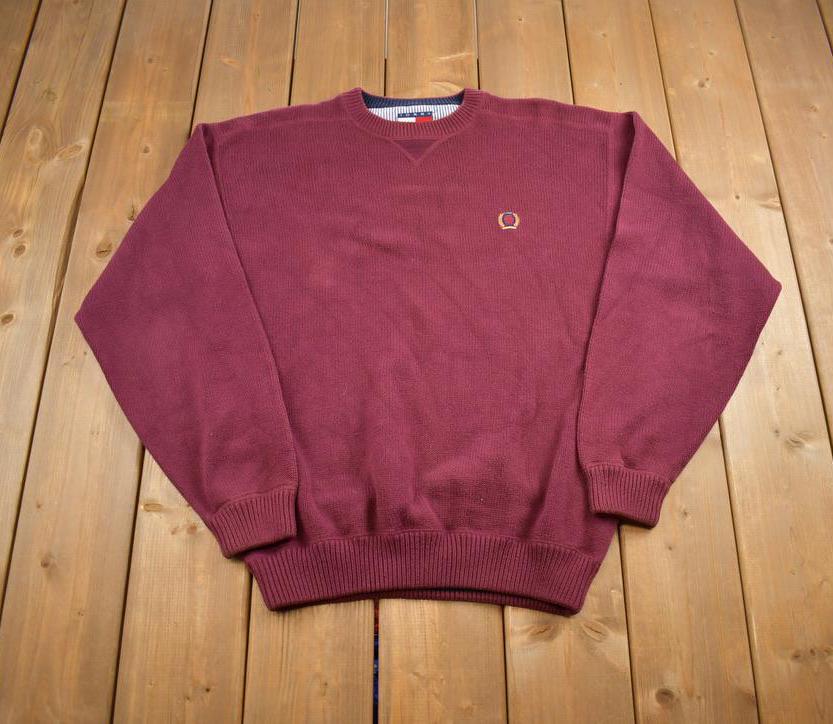 Vintage 1990s Tommy Hilfiger Embroidered Knit Crewneck Sweater