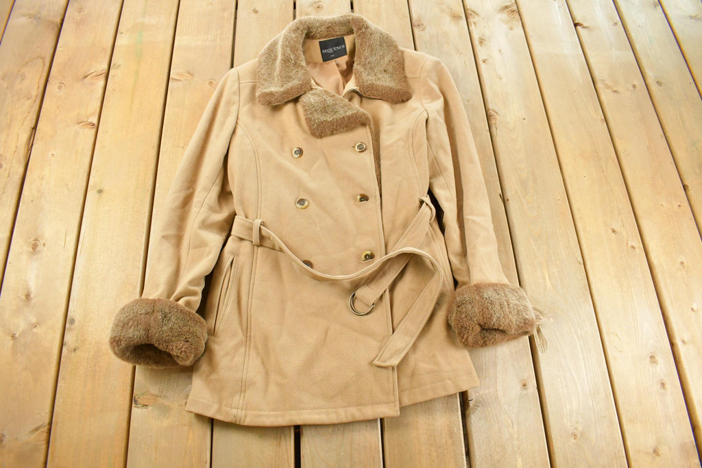 Vintage 1990s Sequence Faux Shearling Coat Women's Medium