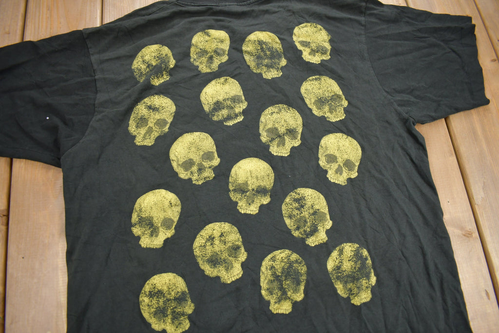 Vintage 1990s Skull Theme All Over Print Single Stitch T-Shirt