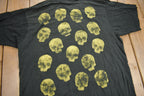 Vintage 1990s Skull Theme All Over Print Single Stitch T-Shirt