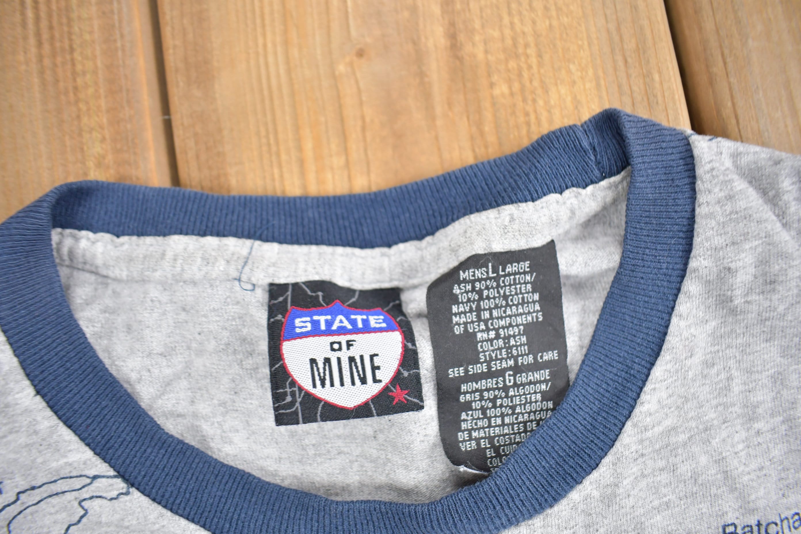 Vintage 1990s Michigan All Over Print Map Graphic Souvenir T Shirt