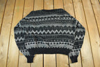 Vintage 1990s Robert Bruce Knit Striped Crewneck Sweater Men's Large