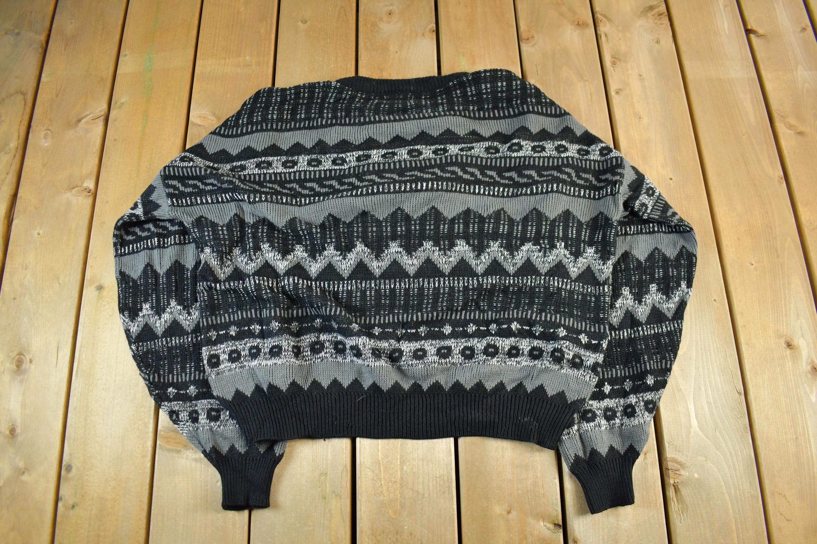 Vintage 1990s Robert Bruce Knit Striped Crewneck Sweater Men's Large