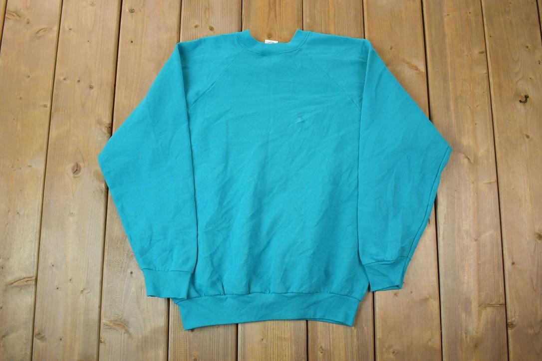 Vintage 1990s Teal Blank Crewneck Sweatshirt