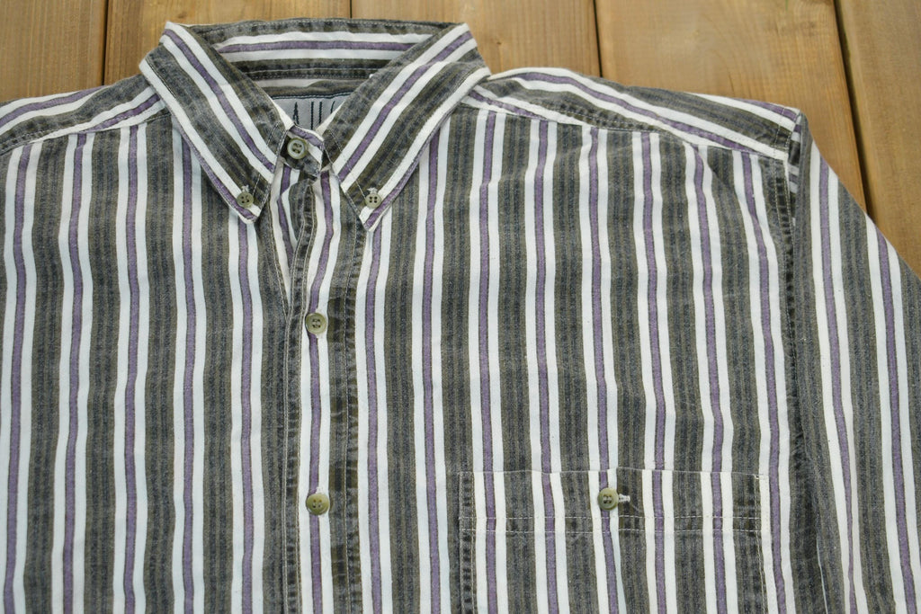 Vintage 1990s striped Pause Button Up Shirt