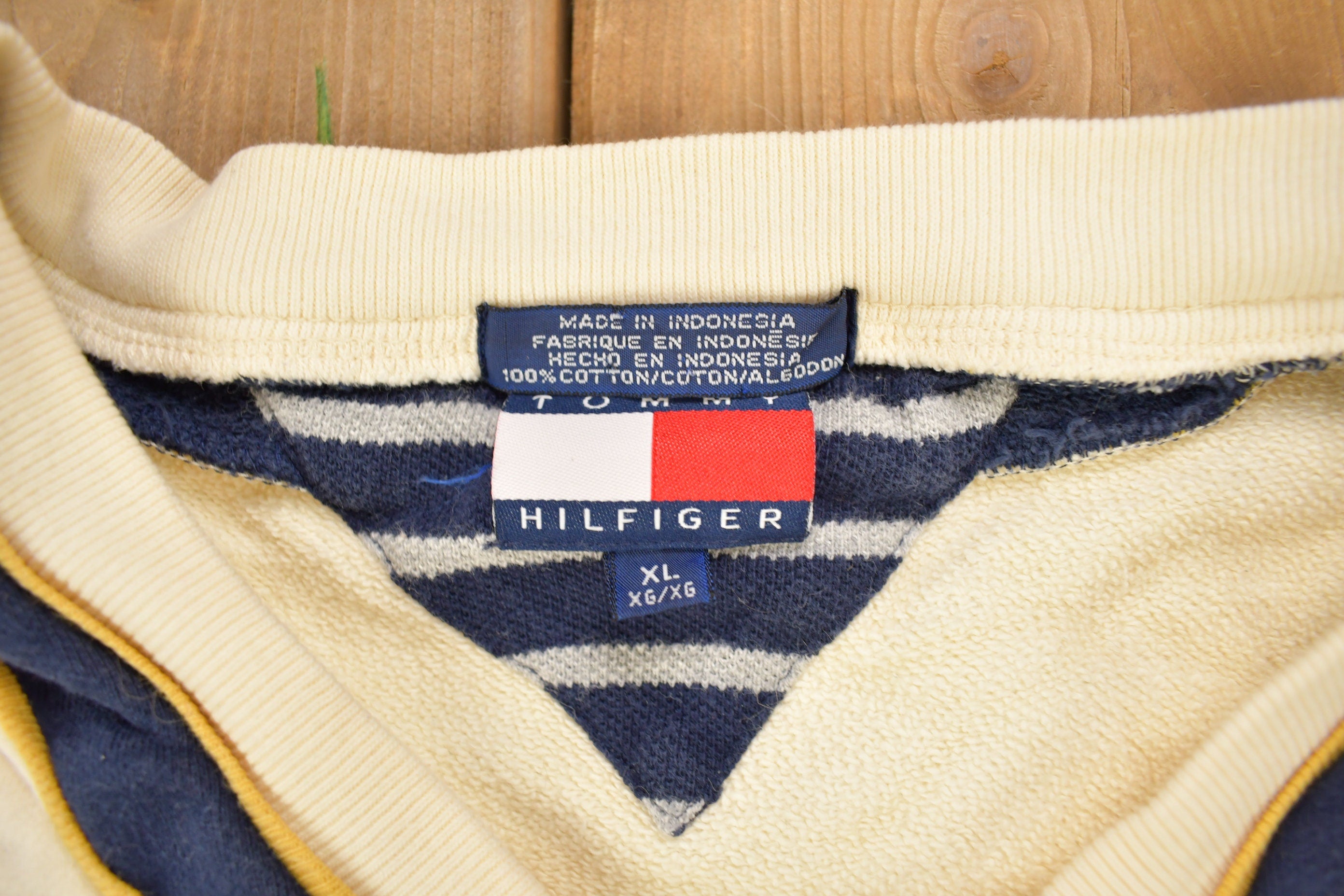 Vintage 1990s Tommy Hilfiger V Neck Embroidered Sweatshirt