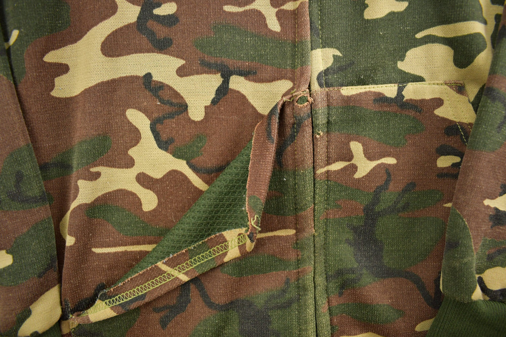 Vintage 1980s Woodland Camouflage Thermal Hoodie