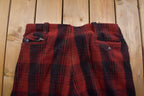 1980s Vintage Red & Black Plaid Wool Trousers 38 x 25