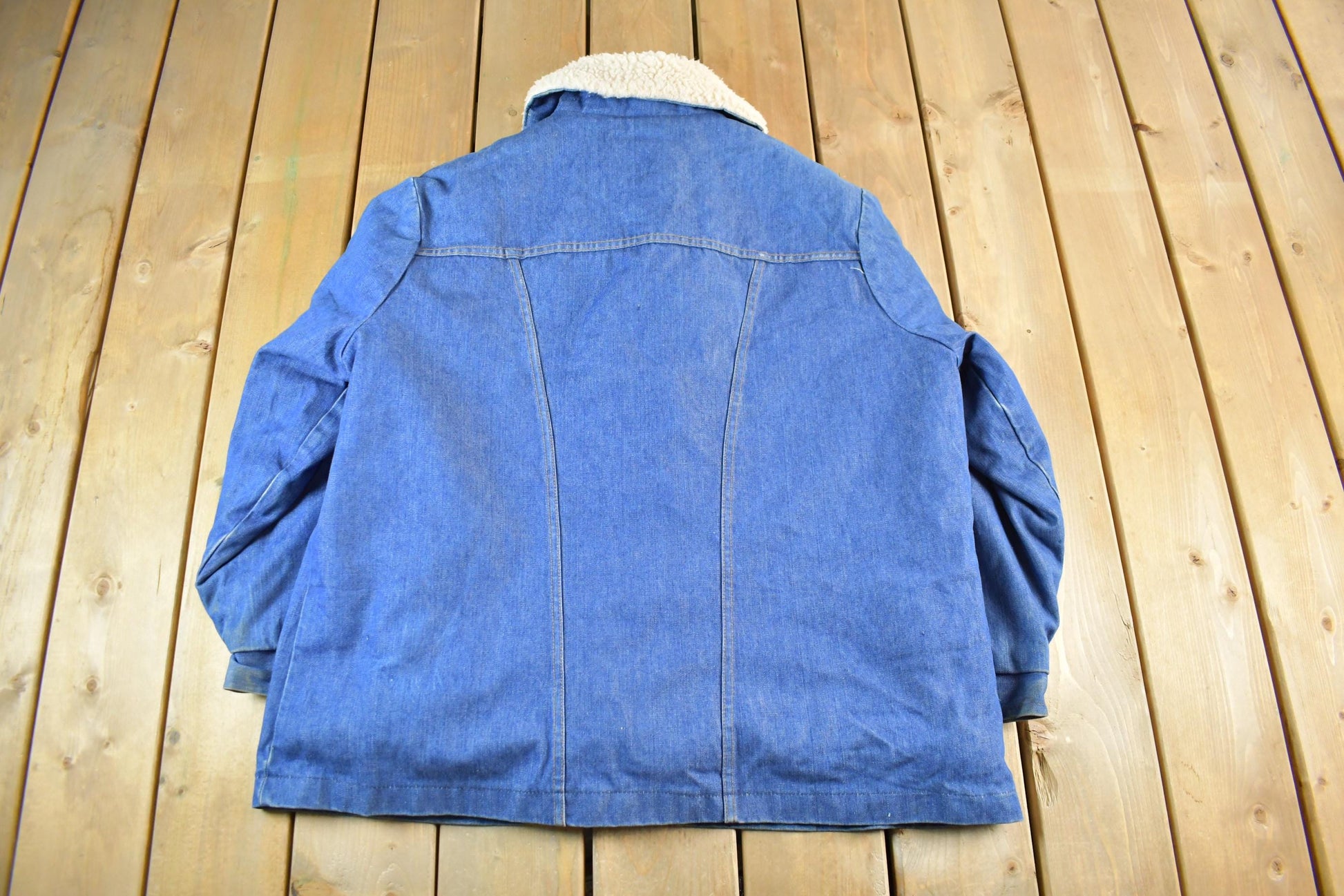 Vintage 1970s Wrangler Sherpa Lined Denim Jean Jacket Men's 2XL