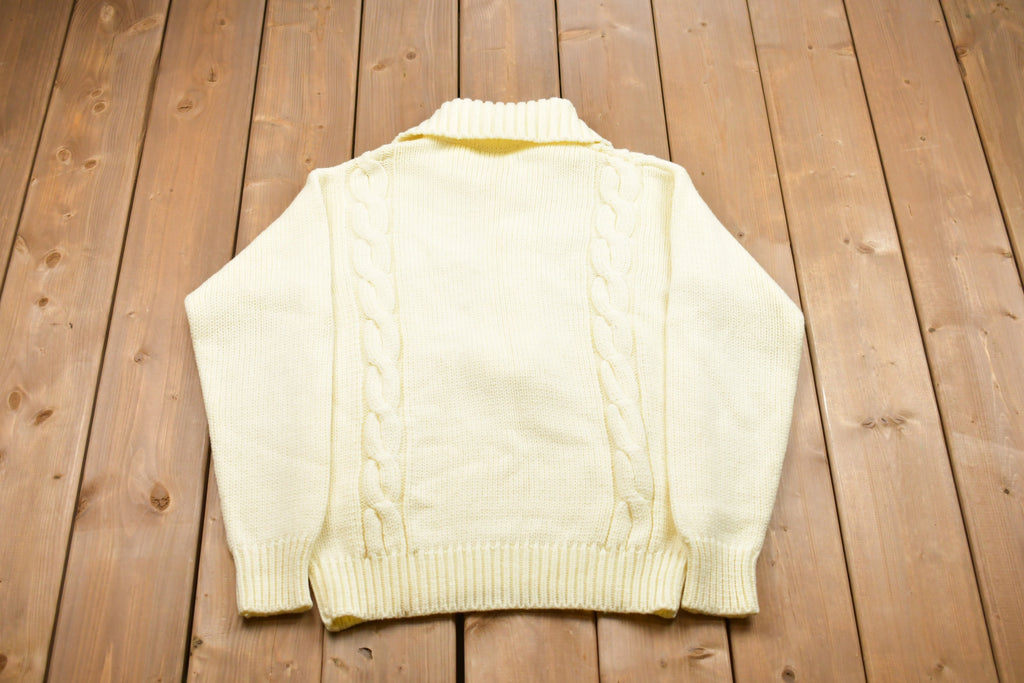 Vintage Cable Knit Quarter Button Up Sweater