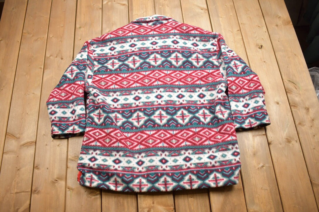 Vintage 1990s Abstract Button Up Fleece Sweater
