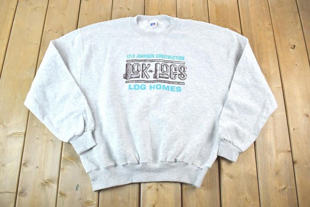 Vintage 1990s Lyle Johnson Construction Lok N Logs Souvenir Crewneck Sweatshirt