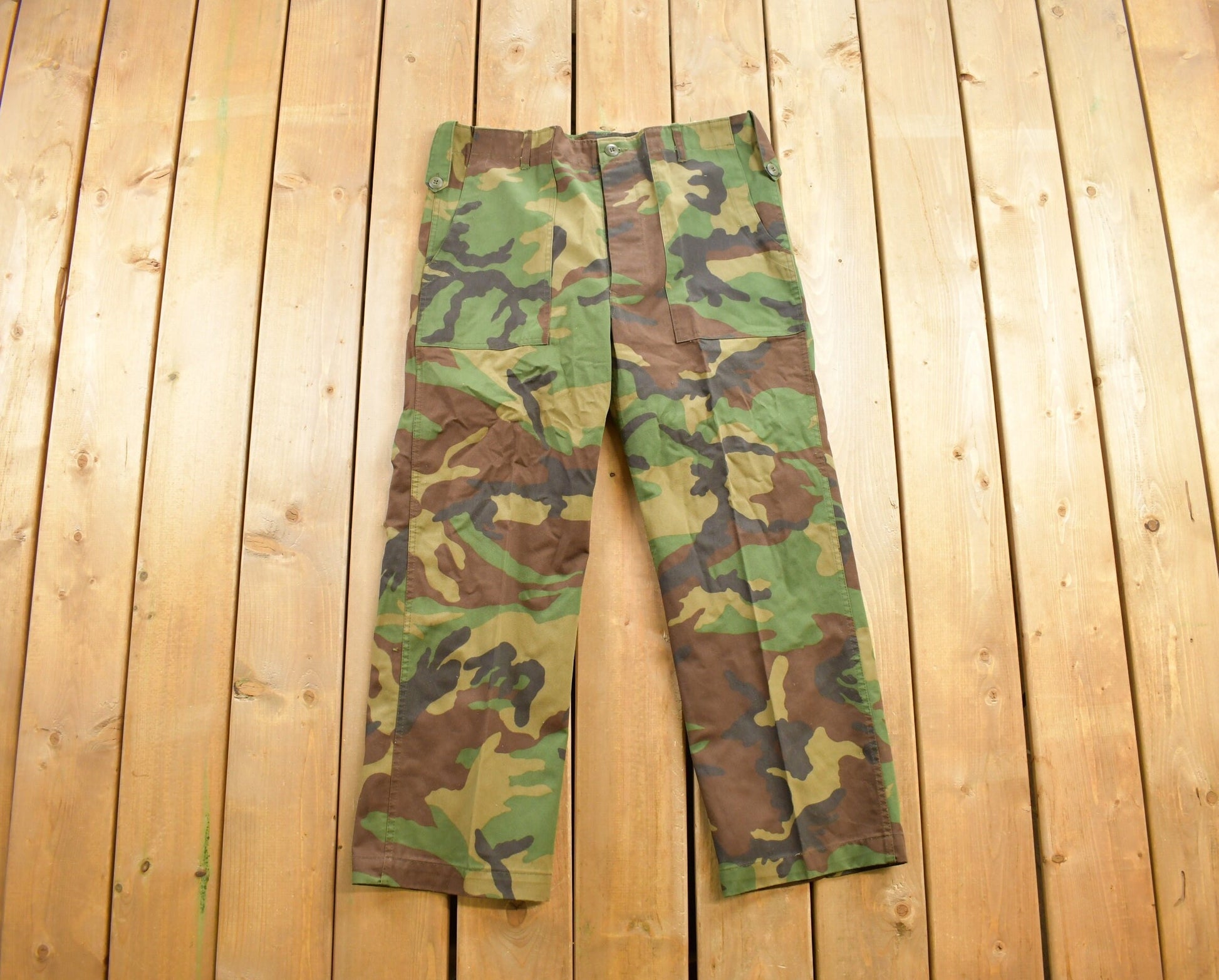 Vintage 1980s Army Camouflage Cargo Pants Size 38x30