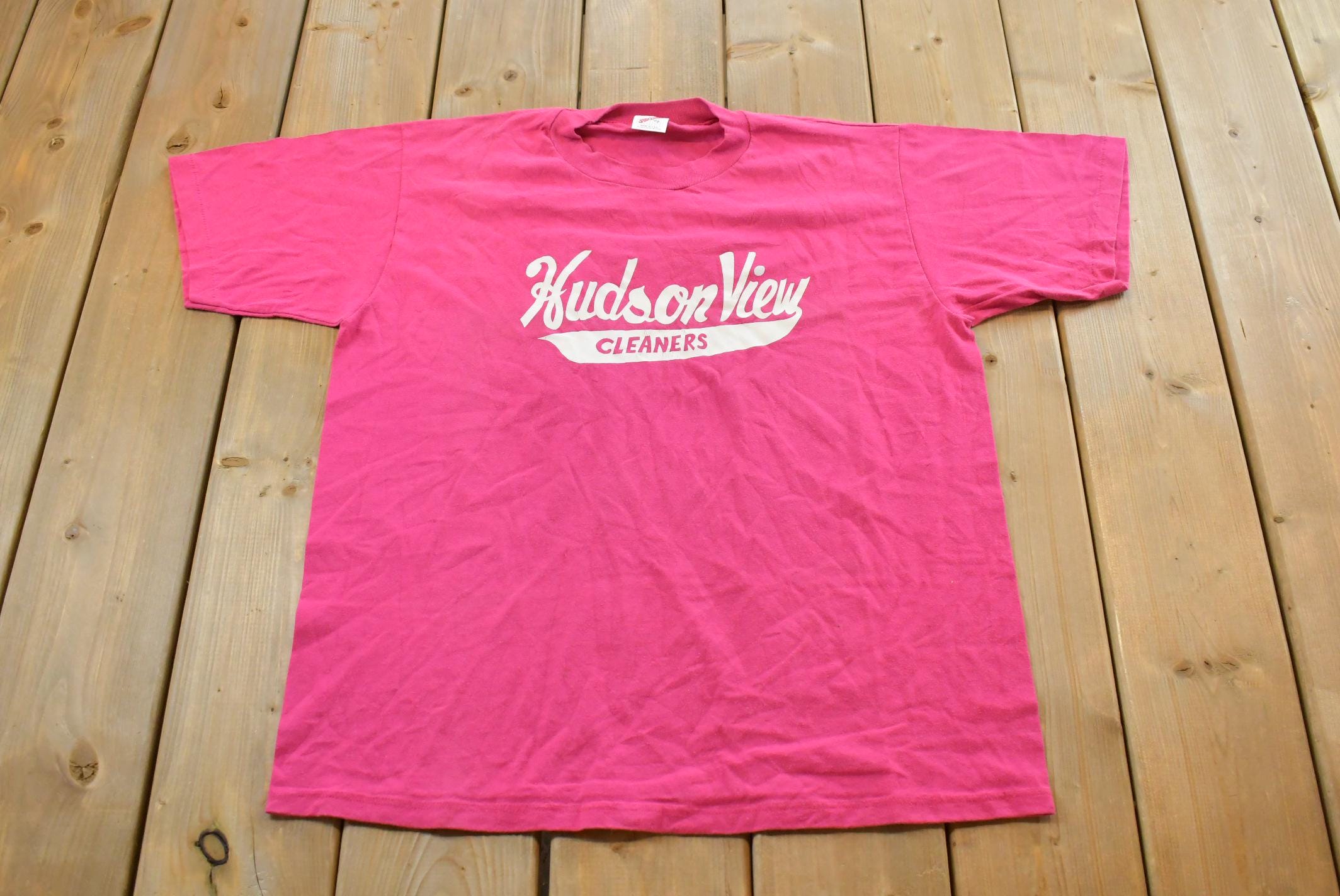 Vintage 1990s Hudson View Cleaners Graphic T Shirt Mens L  Sports  Athleisure  Streetwear  90s Tee  Made in USA