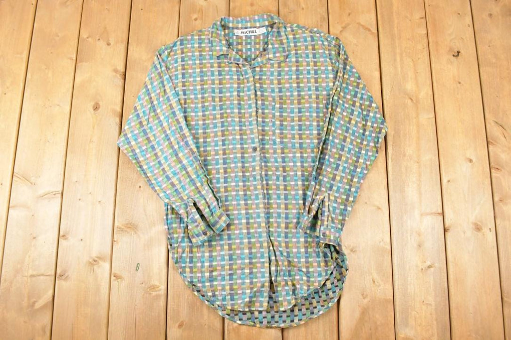 Vintage 1990s Michel Abstract Button Up Shirt Men's L