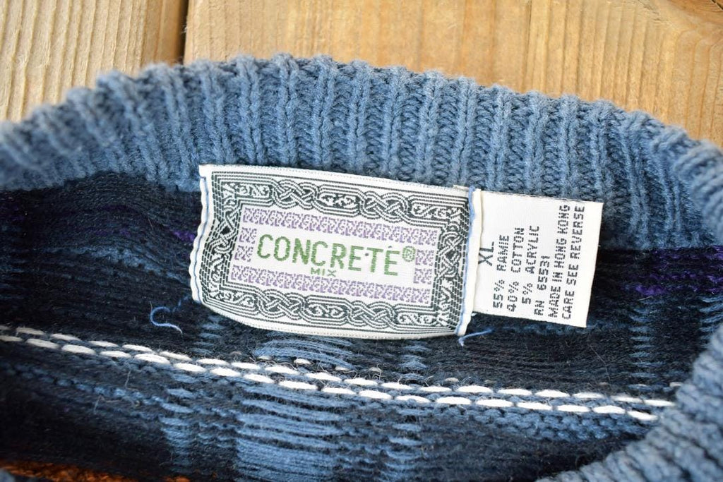 Vintage 1990s Concrete Knit Abstract Pattern Crewneck Sweater