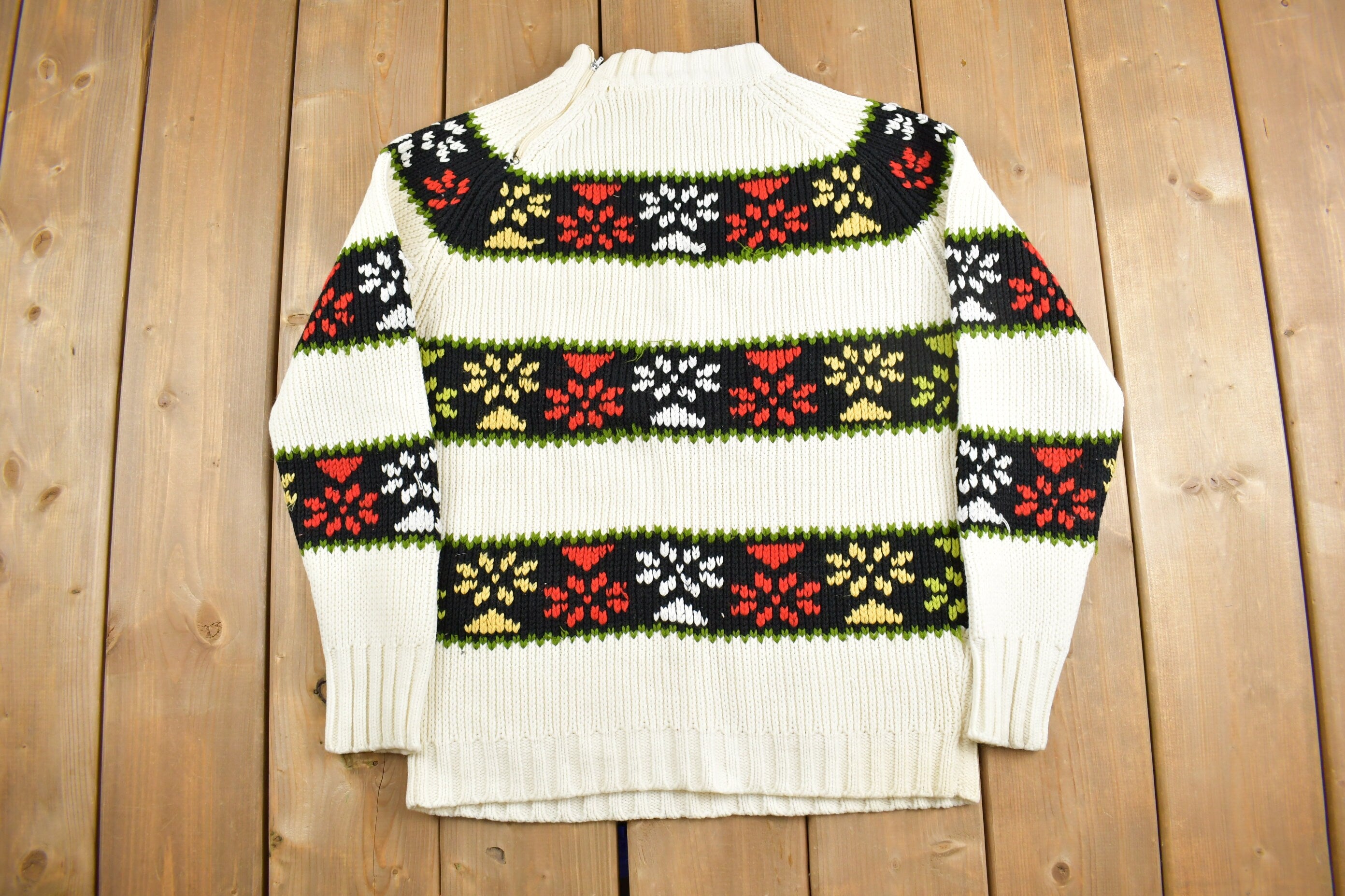 Vintage 1970s Hand Knitted Crewneck Sweater