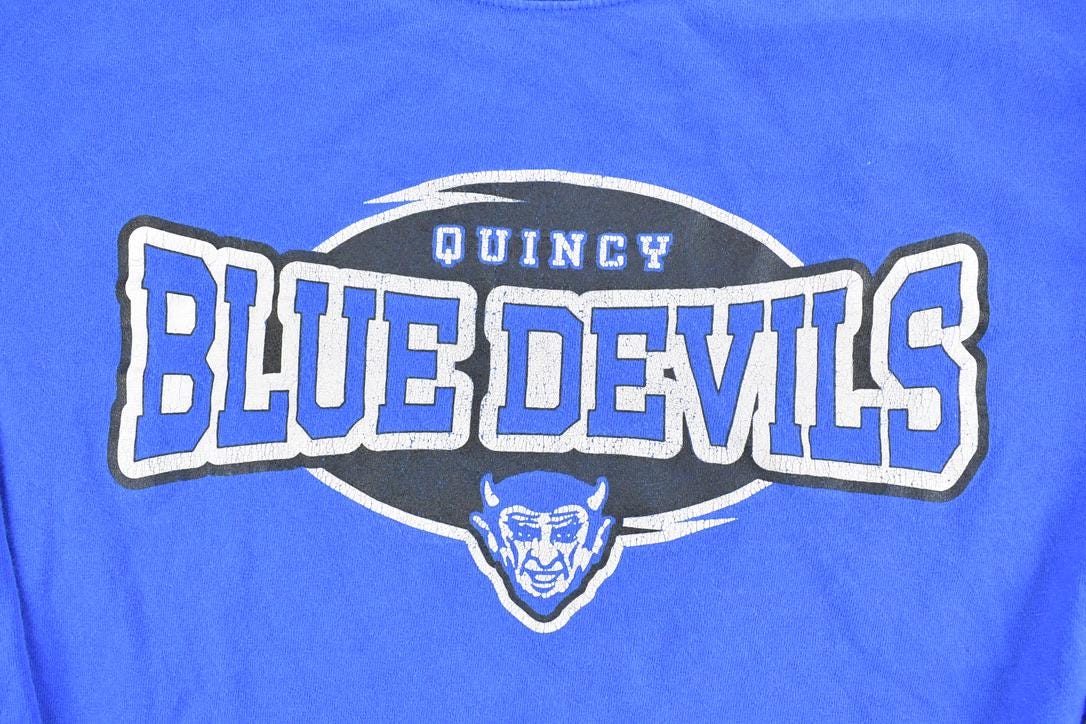 Vintage 1990s Quincy Blue Devils University Collegiate Long Sleeve T-Shirt