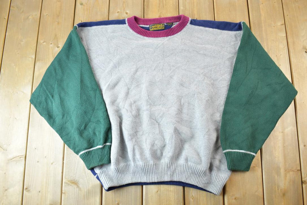 Vintage 1990s Eddie Bauer Colour Block Knit Crewneck Sweater  90s Crewneck  Preppy