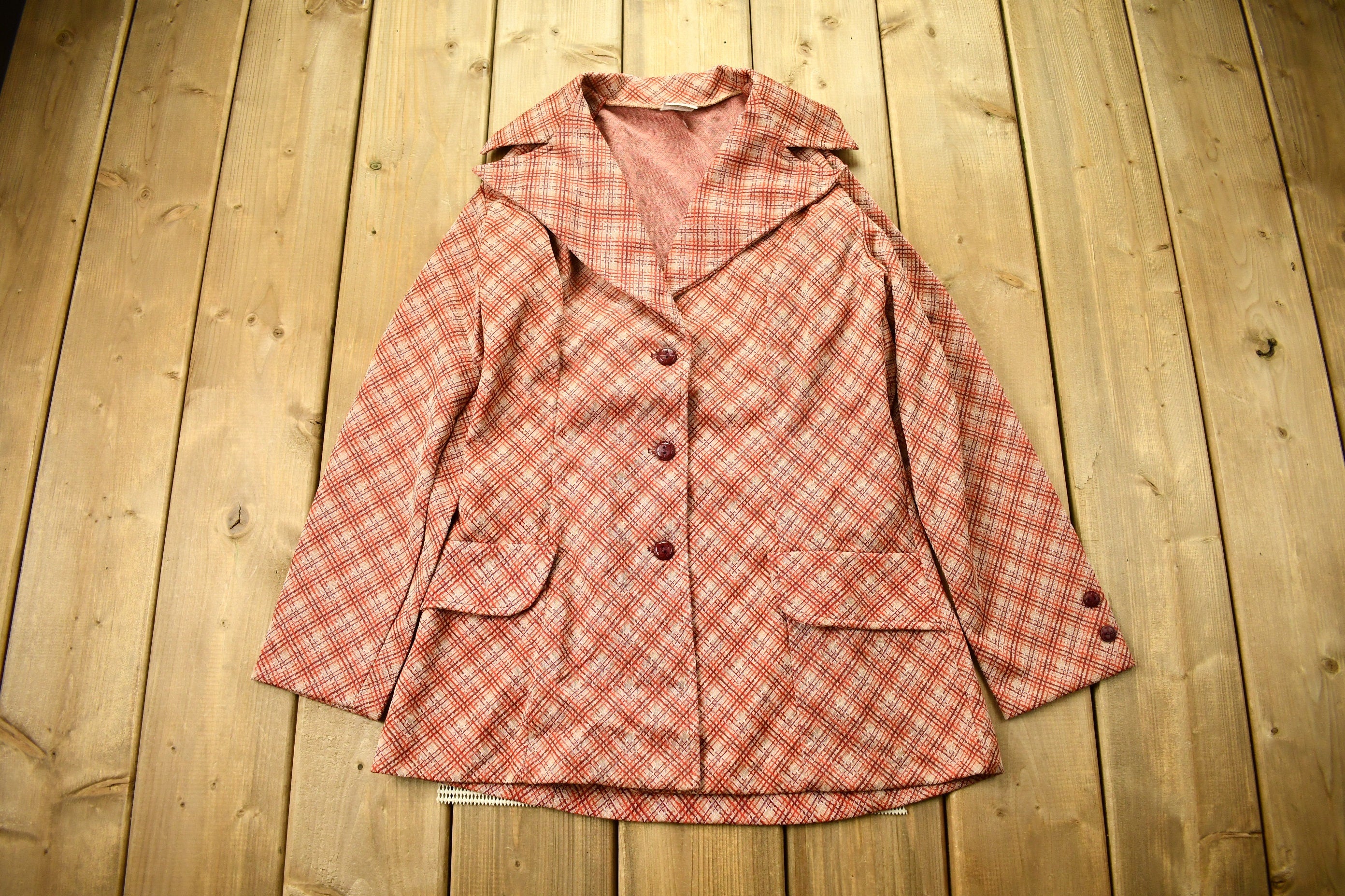 Vintage 1960s Jane Colby Button Up Argyle Blazer