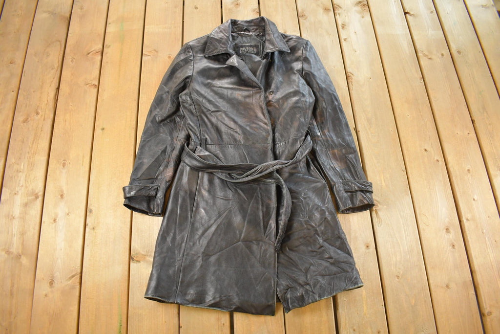 Vintage 1990s Wilsons Leather Trench Coat Men's Medium