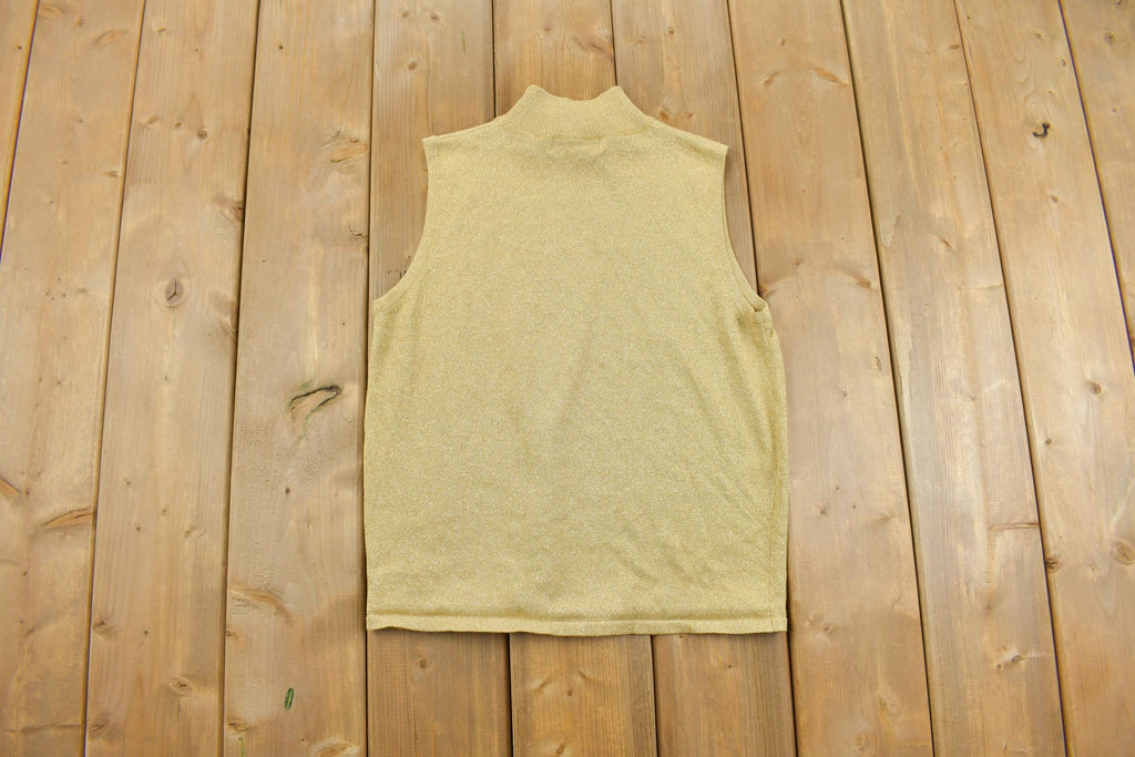 Vintage Y2k Women's Metallic Sleeveless Turtleneck
