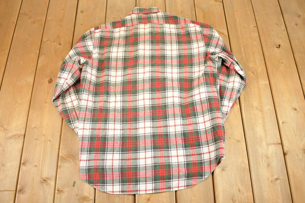 Vintage 1990s Compass Plaid Button Up Shirt Men's M / 90's Rugged Polo