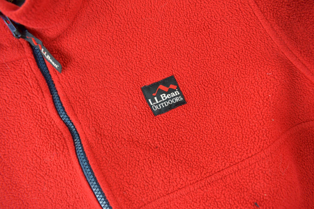 Vintage 1990s LL Bean Full Zip Red Fleece Sweatshirt / Sportswear / Medium / Streetwear / Athleisure / Hiking