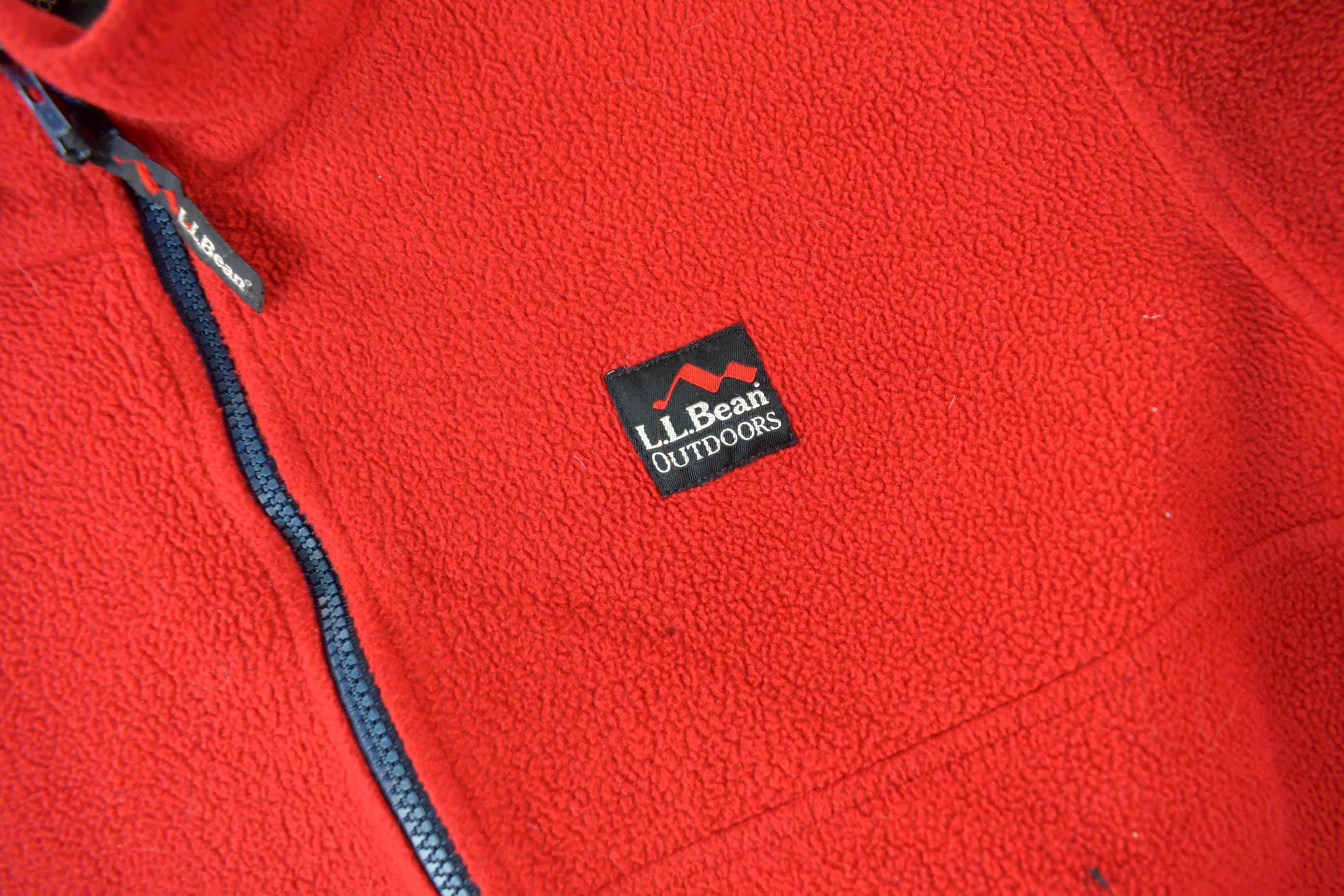 Vintage 1990s LL Bean Full Zip Red Fleece Sweatshirt / Sportswear / Medium / Streetwear / Athleisure / Hiking