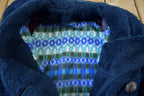 Vintage 1980s Blue Button Up Faux Fur Coat